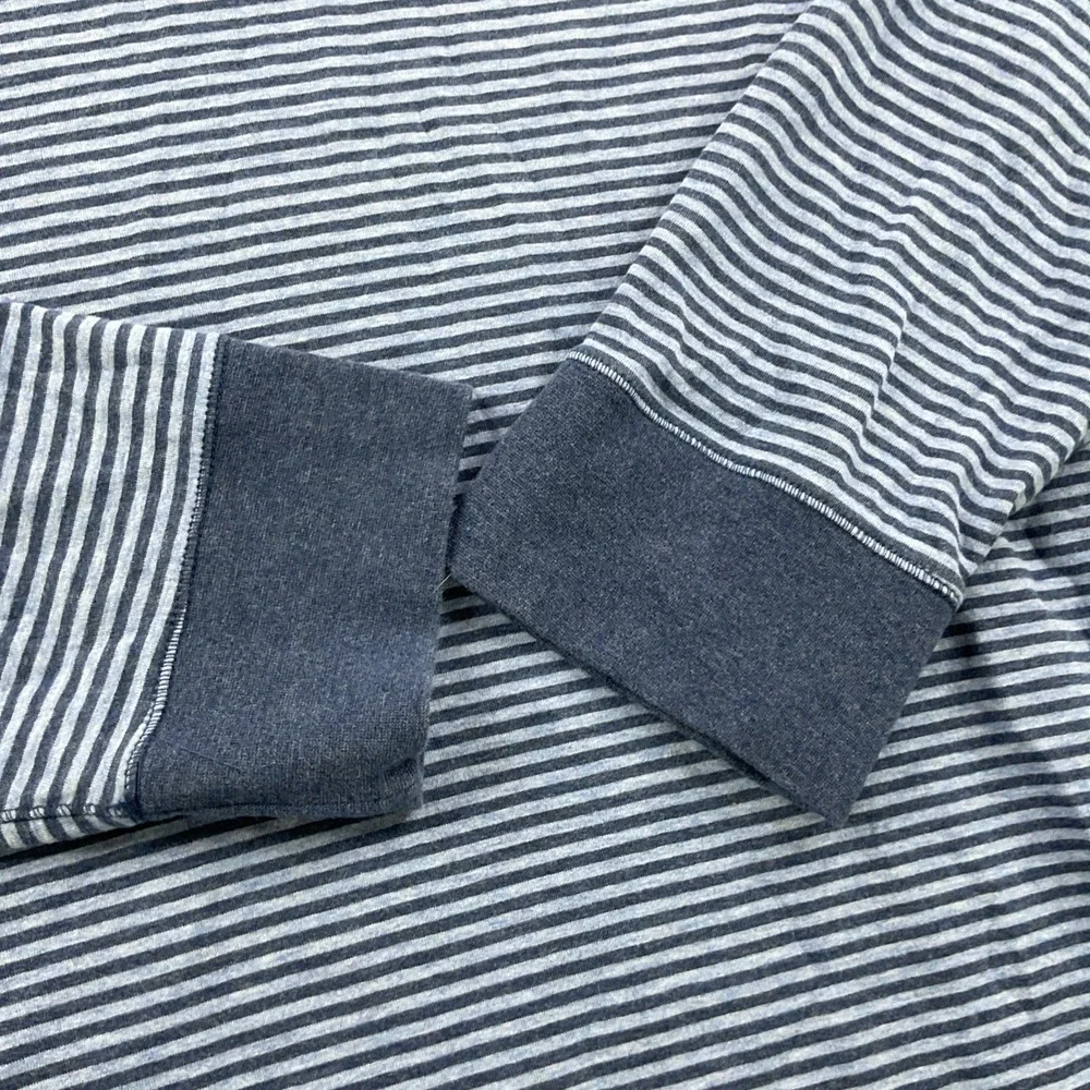 Polo Ralph Lauren Sweater Men Sz 2XL 1/4 Zip Striped Jersey Pullover Blue Pony